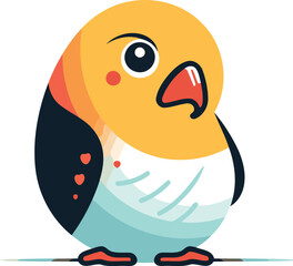 Cute cartoon penguin isolated on white background. Vector illustration.