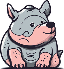 Rhinoceros. Cute cartoon dog. Vector illustration.