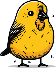 Vector illustration of a cute little yellow bird on a white background.