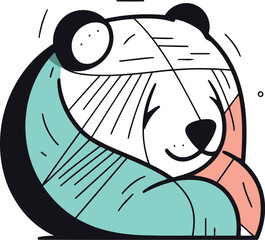 Cute cartoon panda sleeping. Vector illustration in doodle style.