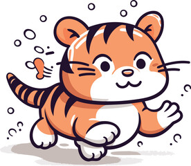 Cute little tiger cartoon vector illustration. Cute cartoon tiger.