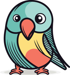 Cartoon parrot isolated on a white background. Vector illustration.