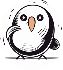 Cute cartoon penguin. Hand drawn vector illustration isolated on white background.