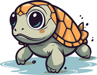 Cute cartoon turtle. Vector illustration isolated on a white background.
