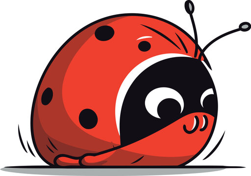Cute ladybug cartoon. Vector illustration isolated on white background.