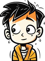 Cute cartoon boy with big eyes. Vector illustration isolated on white background.