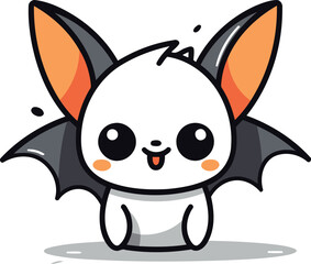 Cute bat character design. Cute cartoon mascot vector illustration.