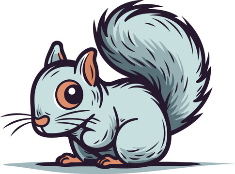 Squirrel. Vector illustration of a cute squirrel on white background.