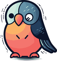Cute cartoon bird. Vector illustration. Isolated on white background.