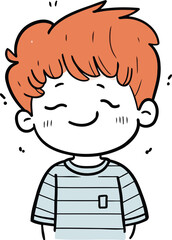 Cartoon happy boy with red hair. Vector illustration on white background.