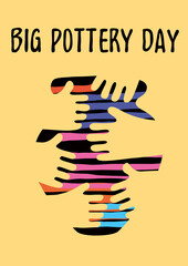 Big pottery day poster template with handmade jar