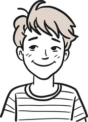 Portrait of a boy in a striped T shirt. vector illustration