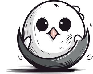 Illustration of a Cute Owl Peeking out of an Egg