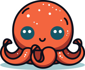 Fototapeta premium Cute cartoon octopus. Vector illustration of cute octopus.