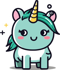 Cute unicorn character design vector illustration. Cute unicorn mascot.