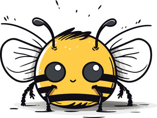 Cute cartoon bee. Vector illustration isolated on a white background.