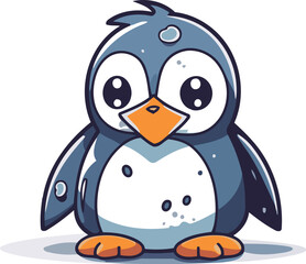 Cute penguin cartoon. Vector illustration isolated on white background.
