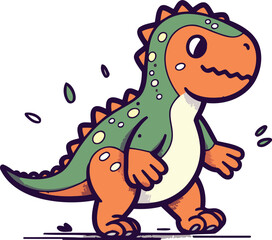 Cute cartoon dino. Vector illustration of a prehistoric dinosaur.