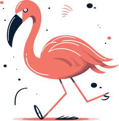 Flamingo on white background. Vector illustration in flat style.