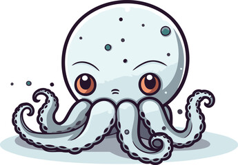 Cute cartoon octopus. Vector illustration isolated on white background.