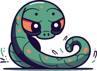 Cute cartoon snake. Vector illustration isolated on a white background.