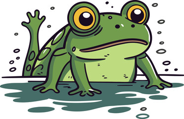 Frog cartoon. Vector illustration. Isolated on white background.