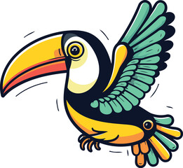 Toucan bird cartoon vector illustration isolated on a white background.