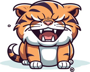 Angry Tiger Cartoon Mascot Character. Vector Illustration.