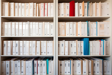 Medical record charts on shelve sorted alphabetically