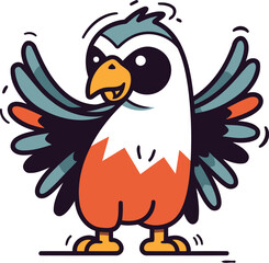 Cute cartoon bald eagle. Vector illustration. Isolated on white background.
