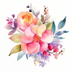 Fototapeta premium Flowers watercolor illustration, white background