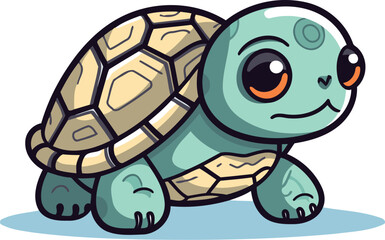 Cute cartoon turtle. Vector illustration isolated on a white background.