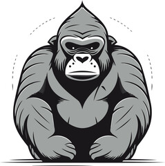 Gorilla vector illustration isolated on white background for t shirt design