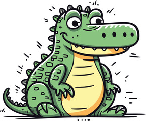 Cute crocodile. Vector illustration of a cartoon crocodile.