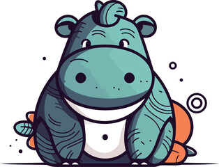 Cute hippo. Vector illustration of a funny hippo.