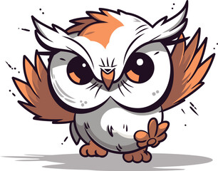 Cute cartoon owl. Vector illustration isolated on a white background.
