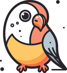 Cute cartoon parrot. Vector illustration. Isolated on white background.