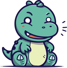 Cute crocodile. Vector illustration of cute cartoon crocodile.
