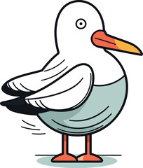 Seagull cartoon. Vector illustration. Isolated on white background.