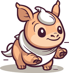 Cute cartoon bull with bandage on his head. Vector illustration.