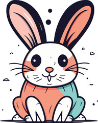 Cute cartoon bunny. Vector illustration for your design. Happy easter.