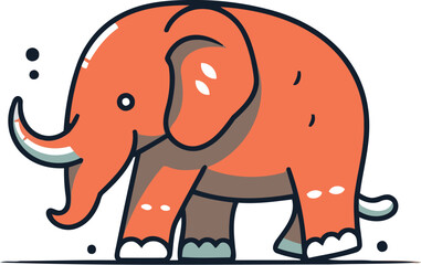 Vector illustration of cute cartoon elephant. Isolated on white background.