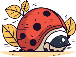 Cartoon ladybug and hedgehog. Cute vector illustration.
