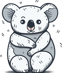 Cute cartoon koala. Hand drawn vector illustration in doodle style.