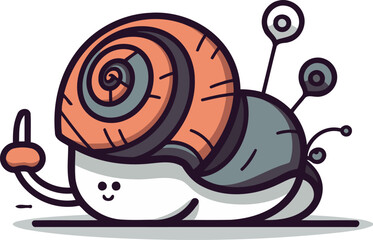 Snail Cartoon Mascot Character with Thumbs Up. Vector