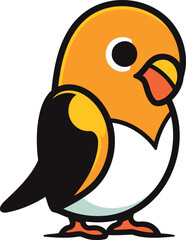 cute little bird cartoon vector illustration graphic design in black and orange