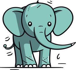Obraz premium Vector illustration of cute cartoon elephant. Isolated on white background.