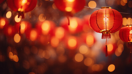 Red lantern at night. Chinese New Year Festival background for greeting cards