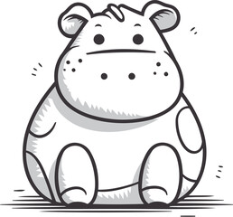 Cute hippo. Vector illustration of a cartoon hippopotamus.