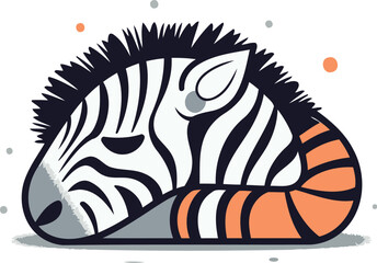 Cute zebra. Vector illustration. Isolated on white background.